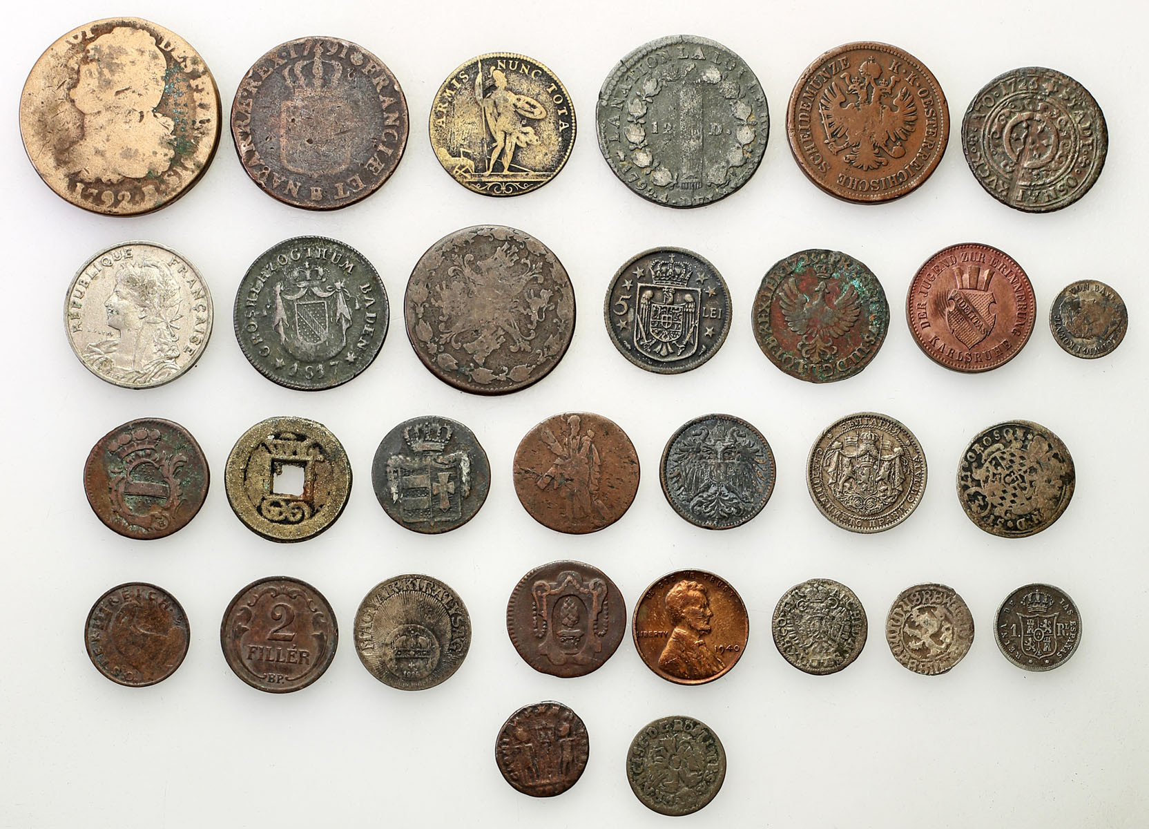 Świat - Austria, Niemcy, Francja, Hiszpania, USA, zestaw 30 monet